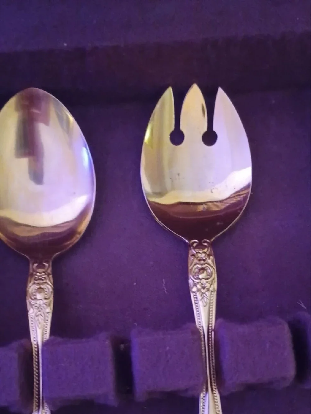 Gold-Tone Ornate Flatware Set - Elegant Serving Spoons and Forks